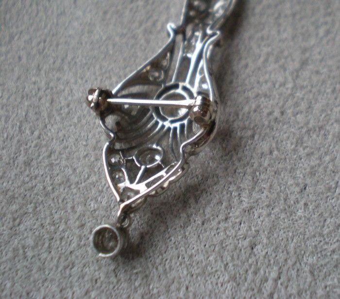 Gorgeous Art Deco 14k White Gold and Diamond Pendant Necklace Gorgeous Art Deco 14k White Gold and Diamond Pendant Necklace
