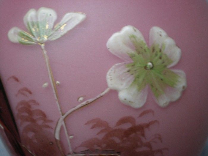 Gorgeous Hand Painted Bristol Glass Vase Gorgeous Hand Painted Bristol Glass Vase