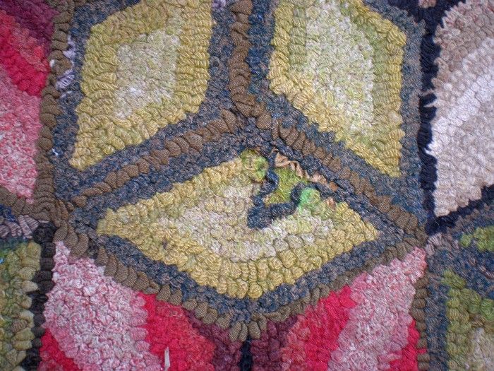 Beautiful Large Antique Hooked Rug with Geometric Pattern Beautiful Large Antique Hooked Rug with Geometric Pattern