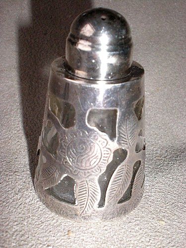 Fabulous Mexican Sterling Silver Overlay Salt /Pepper Shakers Fabulous Mexican Sterling Silver Overlay Salt /Pepper Shakers
