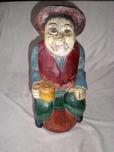 Wonderful Carved Folk Art Toby Bottle Holder Wonderful Carved Folk Art Toby Bottle Holder