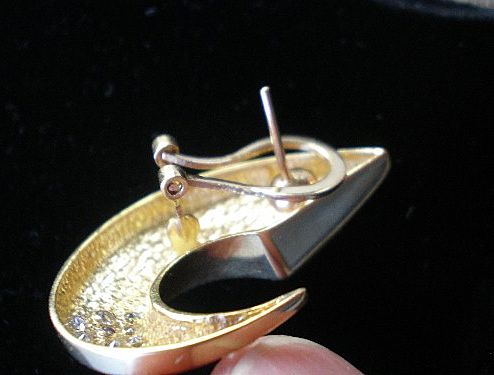 Gorgeous Pair 14k Gold Diamond Crescent Earrings Gorgeous Pair 14k Gold Diamond Crescent Earrings