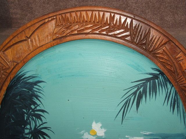 Hawaiian Hand Painted Wooden Plate / Moonlight Over Waikiki / Hawaii Hawaiian Hand Painted Wooden Plate / Moonlight Over Waikiki / Hawaii