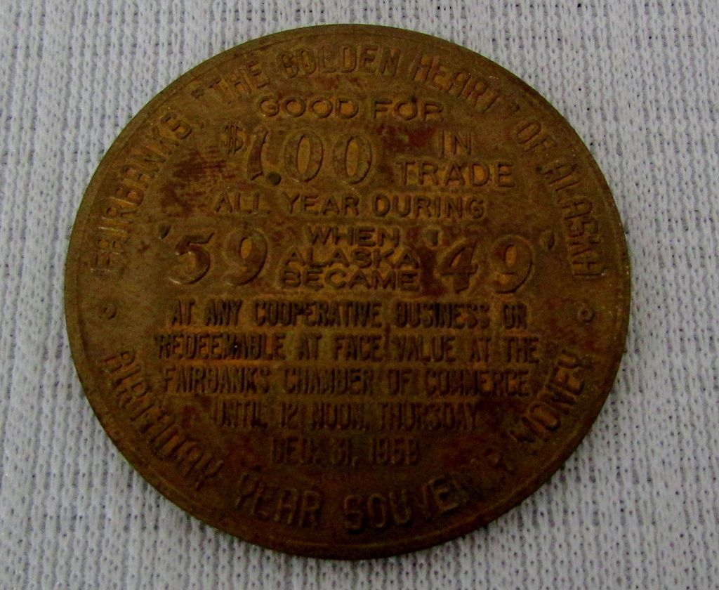 1959 Fairbanks Alaska Souvenir Dollar Coin 1959 Fairbanks Alaska Souvenir Dollar Coin