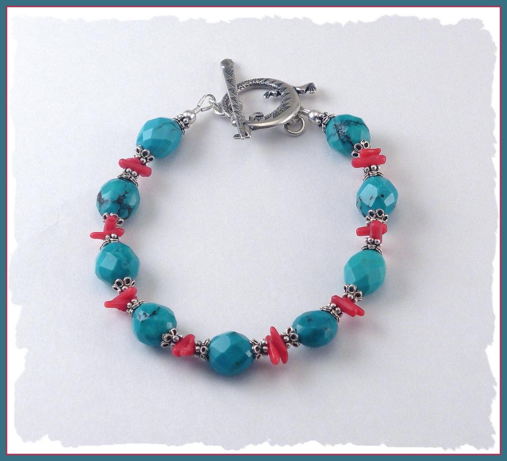 Stabilized Turquoise and Bamboo Coral Bracelet Stabilized Turquoise and Bamboo Coral Bracelet
