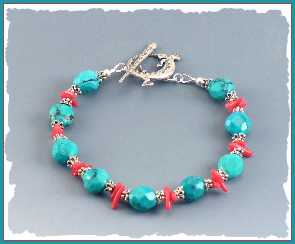Stabilized Turquoise and Bamboo Coral Bracelet Stabilized Turquoise and Bamboo Coral Bracelet