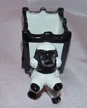 Vintage Black and White Poodle Pulling Cart Planter Vintage Black and White Poodle Pulling Cart Planter