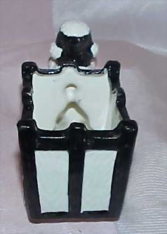 Vintage Black and White Poodle Pulling Cart Planter Vintage Black and White Poodle Pulling Cart Planter