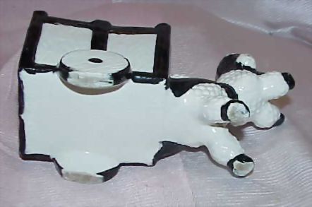 Vintage Black and White Poodle Pulling Cart Planter Vintage Black and White Poodle Pulling Cart Planter