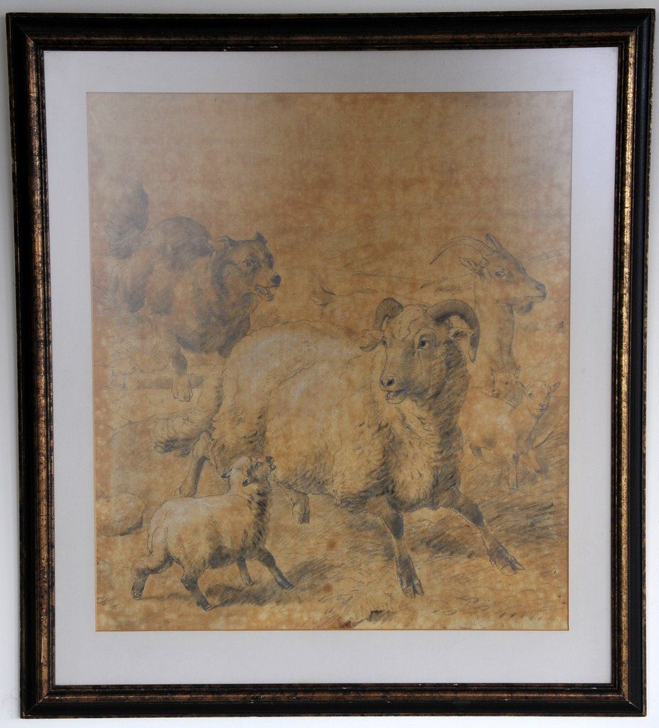 Circa 1862 Belgian, " Dog Herding Sheep" Eugene Joseph Verboeckhoven Circa 1862 Belgian, " Dog Herding Sheep" Eugene Joseph Verboeckhoven