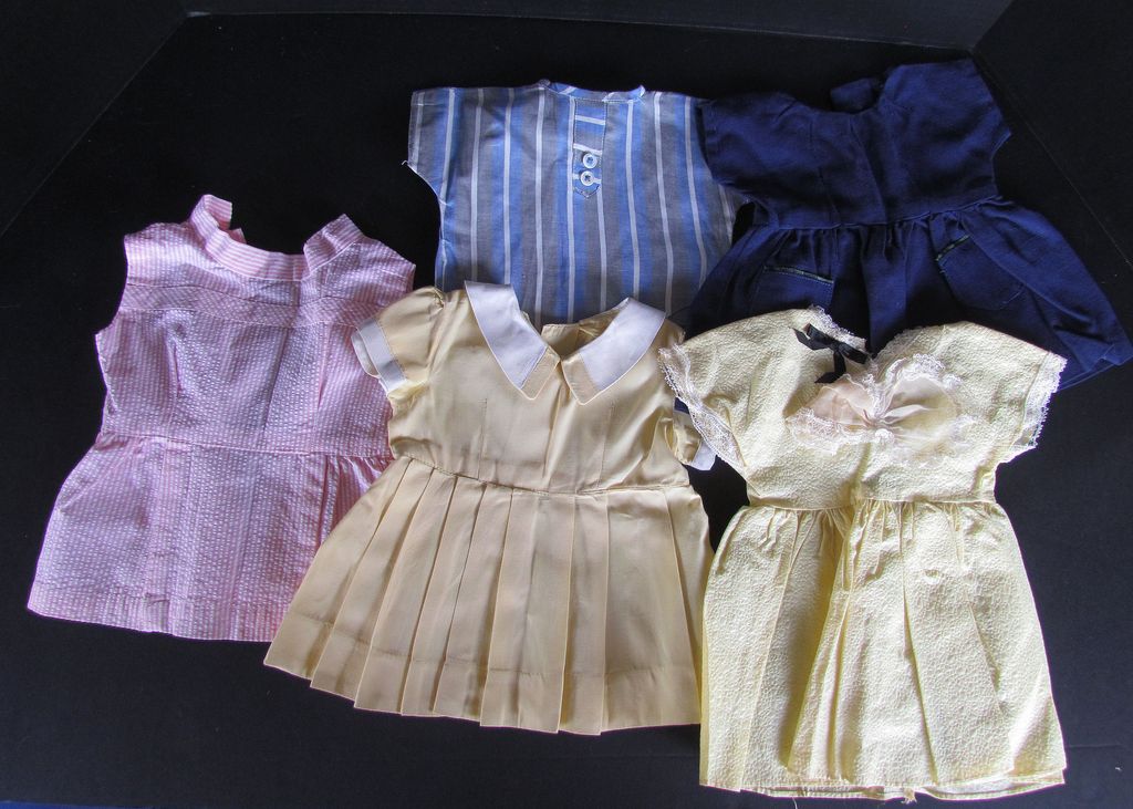 Nice Lot of Vintage Doll Dresses and One Top for Composition or Hard Plastic Toddler Doll Nice Lot of Vintage Doll Dresses and One Top for Composition or Hard Plastic Toddler Doll
