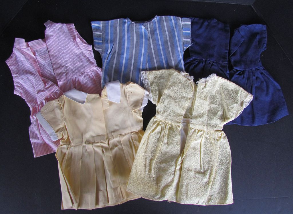 Nice Lot of Vintage Doll Dresses and One Top for Composition or Hard Plastic Toddler Doll Nice Lot of Vintage Doll Dresses and One Top for Composition or Hard Plastic Toddler Doll