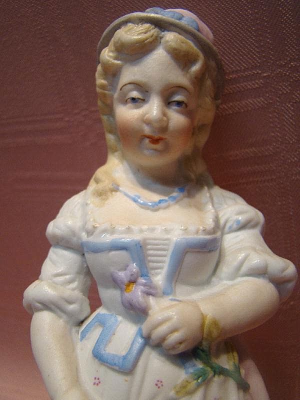 7-3/4 Inch Early German Antique Porcelain Figurine of Young Girl 7-3/4 Inch Early German Antique Porcelain Figurine of Young Girl