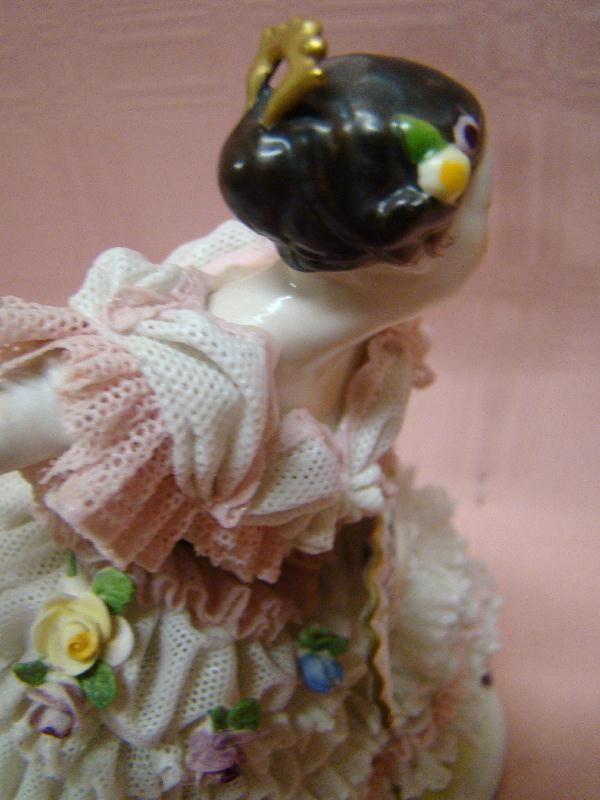 Magnificent Antique German Dresden Lady Ballerina with Fan Magnificent Antique German Dresden Lady Ballerina with Fan