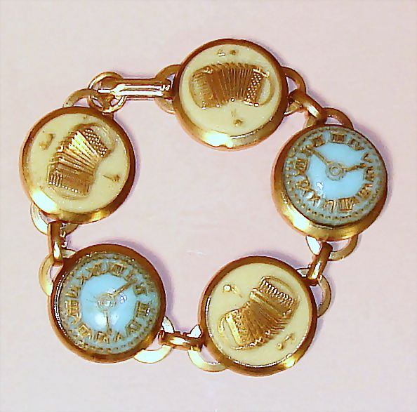 Accordions and Glass Clock Faces Vintage Bracelet Accordions and Glass Clock Faces Vintage Bracelet