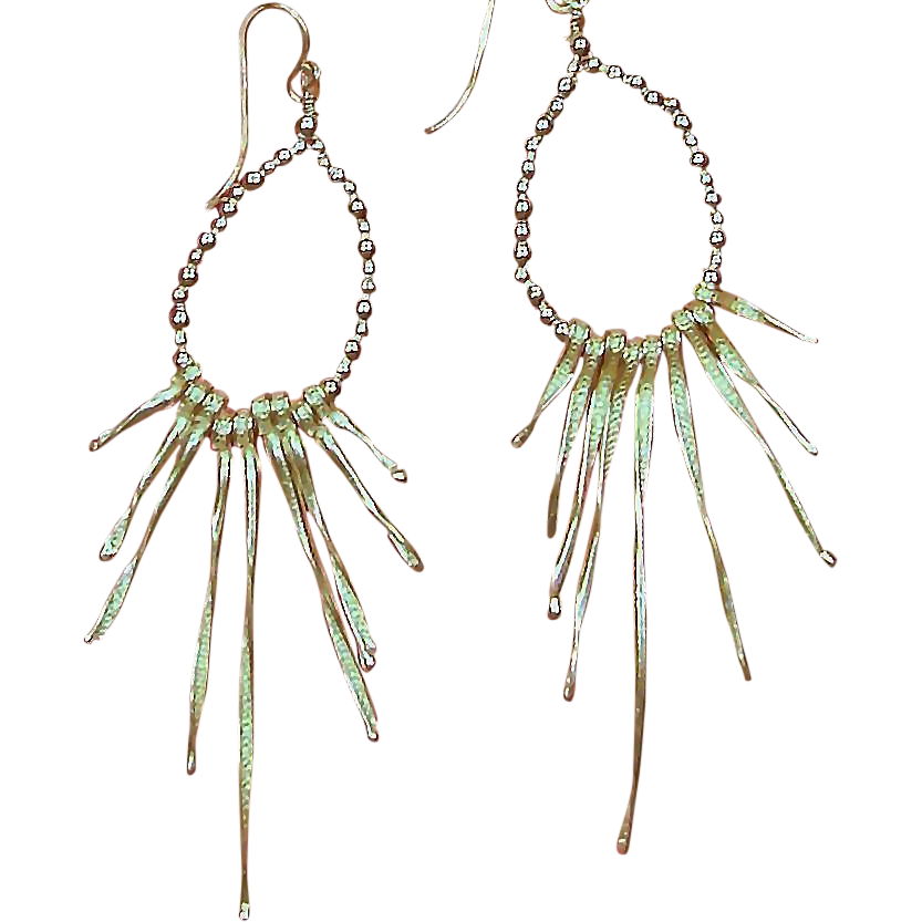 Unique Long Sterling Stems Hill Tribe Silver Earrings Unique Long Sterling Stems Hill Tribe Silver Earrings