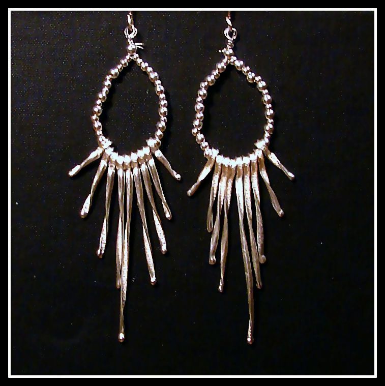 Unique Long Sterling Stems Hill Tribe Silver Earrings Unique Long Sterling Stems Hill Tribe Silver Earrings