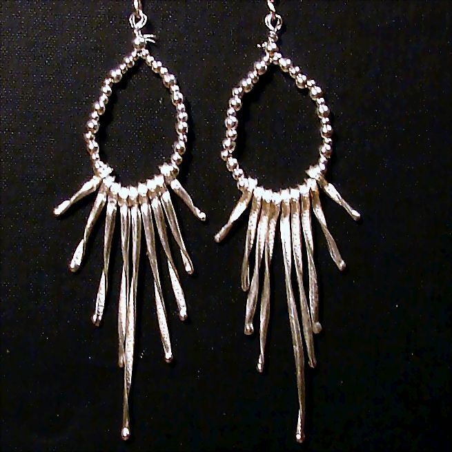 Unique Long Sterling Stems Hill Tribe Silver Earrings Unique Long Sterling Stems Hill Tribe Silver Earrings