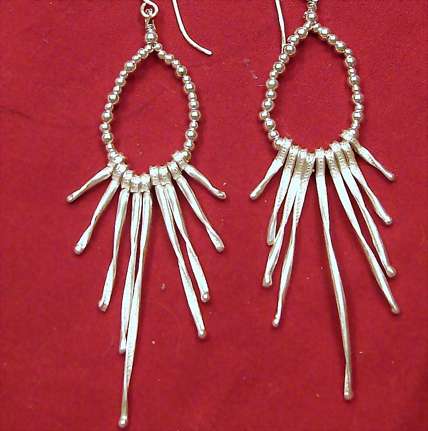 Unique Long Sterling Stems Hill Tribe Silver Earrings Unique Long Sterling Stems Hill Tribe Silver Earrings