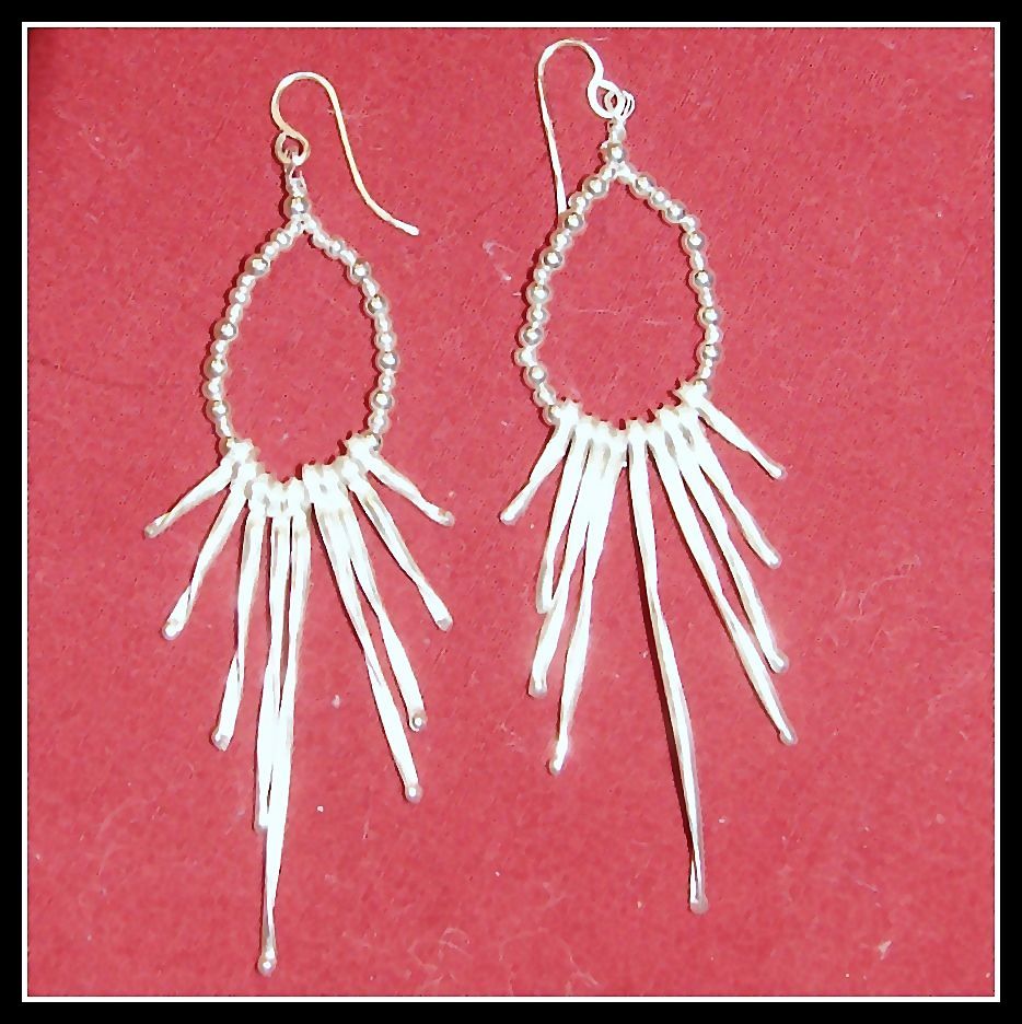 Unique Long Sterling Stems Hill Tribe Silver Earrings Unique Long Sterling Stems Hill Tribe Silver Earrings