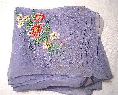 1930's Embroidered Chiffon Handkerchief 1930's Embroidered Chiffon Handkerchief