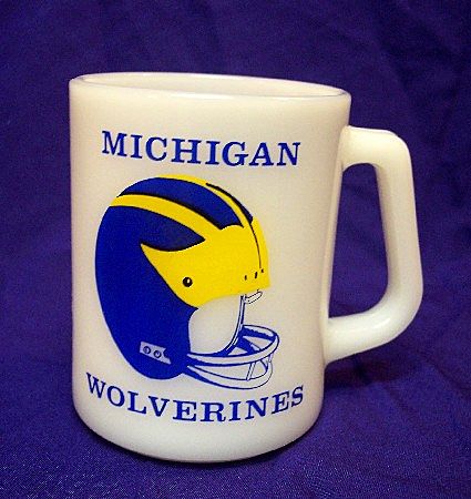 Michigan Wolverines Federal Milk Glass Mug Michigan Wolverines Federal Milk Glass Mug