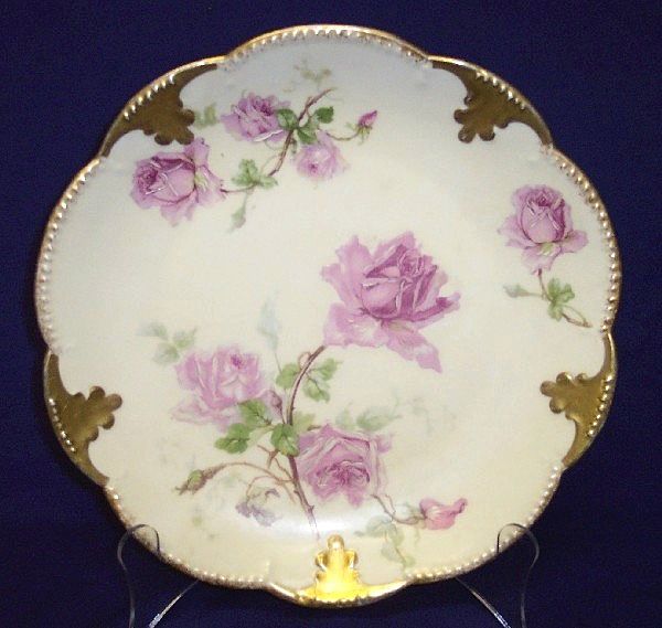 A Klingenberg Limoges Pink Rose Cabinet Plate A Klingenberg Limoges Pink Rose Cabinet Plate