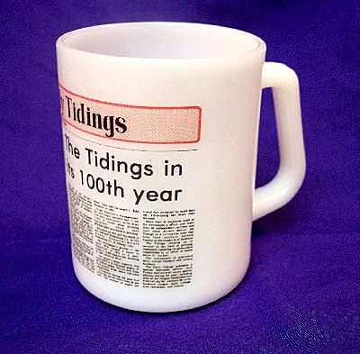 Federal Milk Glass Mug The Daily Tidings 100th Year Federal Milk Glass Mug The Daily Tidings 100th Year