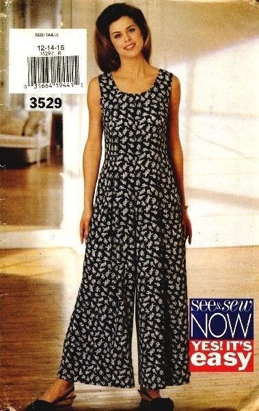 Butterick 3529 See & Sew Jumpsuit Sz 12-16 Uncut FF Butterick 3529 See & Sew Jumpsuit Sz 12-16 Uncut FF