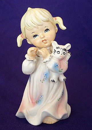 Bedtime Little Girl and Teddy Bear Figurine 1950's Bedtime Little Girl and Teddy Bear Figurine 1950's