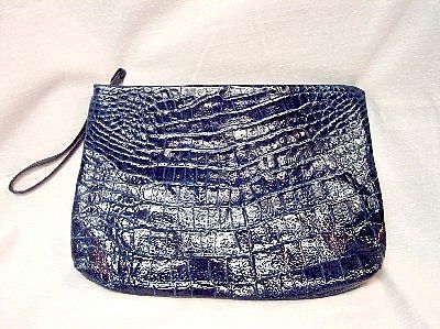 Italian Navy Leather Faux Alligator Purse Italian Navy Leather Faux Alligator Purse