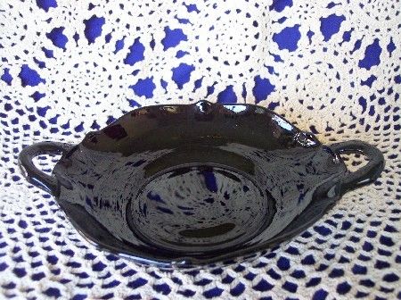 Lancaster Black Glass Two Handled Bowl Lancaster Black Glass Two Handled Bowl