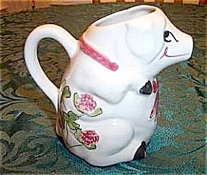 Figural Pig Creamer Clover Decorated Figural Pig Creamer Clover Decorated