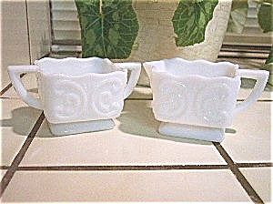 Atterbury Scroll Milk Glass Cream and Sugar Atterbury Scroll Milk Glass Cream and Sugar