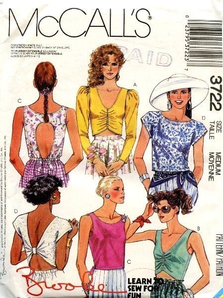 McCall's 3722 Brooke Shields Knit Summer Tops Sz 14-16 Uncut FF McCall's 3722 Brooke Shields Knit Summer Tops Sz 14-16 Uncut FF