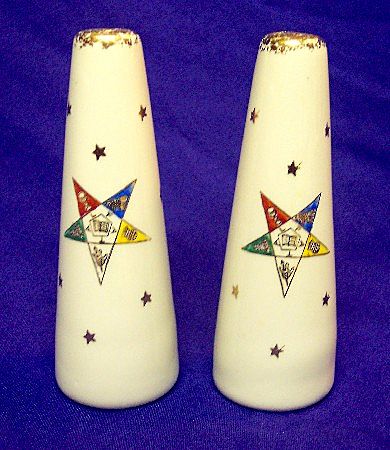 Order of the Eastern Star Tall China Salt and Pepper Shakers Order of the Eastern Star Tall China Salt and Pepper Shakers