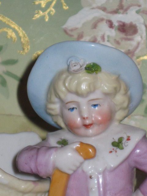 SUPERB Pair of Antique Miniature Porcelain Boy and Girl Figural Match Safes! SUPERB Pair of Antique Miniature Porcelain Boy and Girl Figural Match Safes!