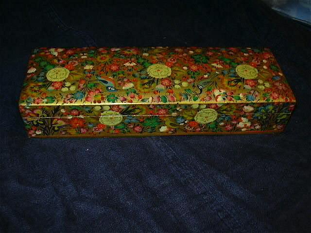 Hand Painted Kashmir India Lacquer Box Fine Eastern Art Hand Painted Kashmir India Lacquer Box Fine Eastern Art