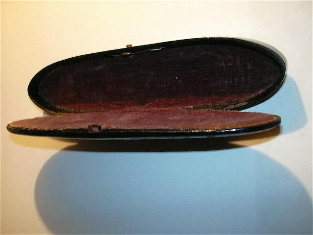 Rare Antique Eyeglasses Case MOP Inlaid Paper Mache Rare Antique Eyeglasses Case MOP Inlaid Paper Mache