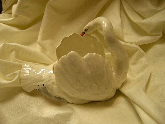 Czechoslovakia White Porcelain Swan Figurine Dish Czechoslovakia White Porcelain Swan Figurine Dish