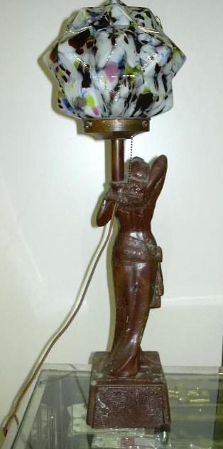 Antique Lamp Lady Czechoslovakia Art Glass Globe Antique Lamp Lady Czechoslovakia Art Glass Globe