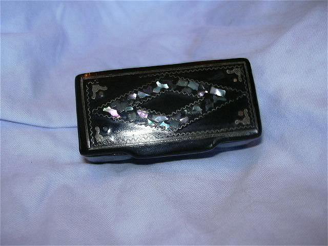 English Antique Papier Mache Snuff Box Mother of Pearl 19th C Paper Mache Art English Antique Papier Mache Snuff Box Mother of Pearl 19th C Paper Mache Art