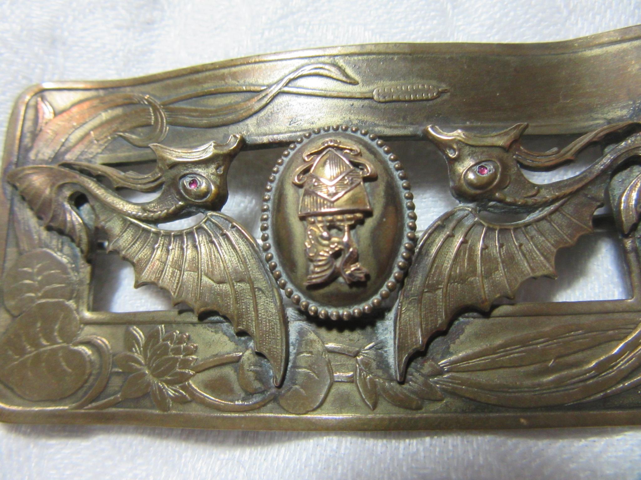 Antique Brooch Art Nouveau Flying Fish Family Crest Fine Old Jewelry Antique Brooch Art Nouveau Flying Fish Family Crest Fine Old Jewelry