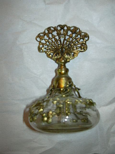 Old Glass & Ornate Metalwork Perfume Bottle Old Glass & Ornate Metalwork Perfume Bottle