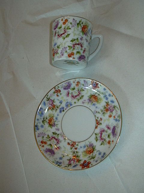 Occupied Japan Demitasse Cup & Saucer SGK Flowers Fine Dining Tea China Occupied Japan Demitasse Cup & Saucer SGK Flowers Fine Dining Tea China