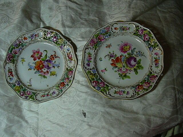 Set 8 Carl Thieme Antique Dresden Dessert Plates Hand Painted Flowers Set 8 Carl Thieme Antique Dresden Dessert Plates Hand Painted Flowers