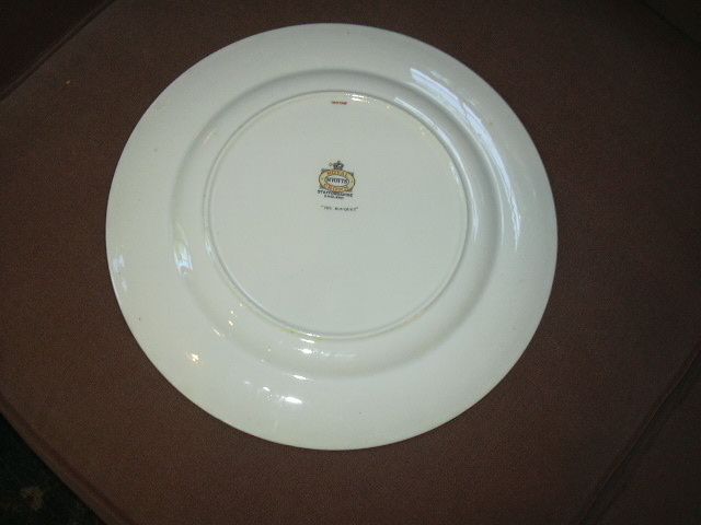 Royal Crown Myotts Staffordshire England Bouquet Maroon Round Chop Plate Platter Royal Crown Myotts Staffordshire England Bouquet Maroon Round Chop Plate Platter