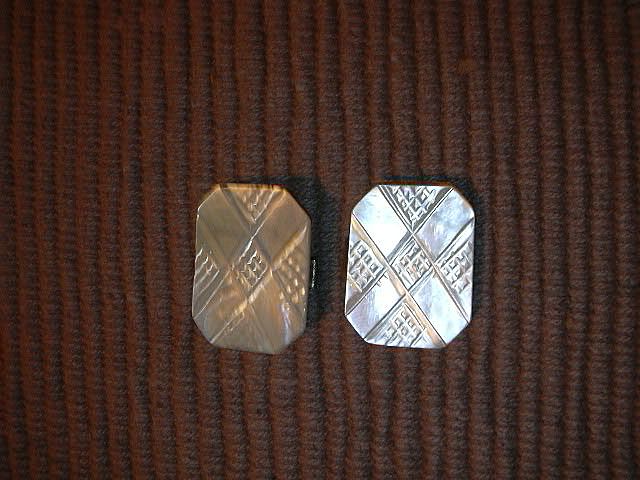 Old Mother Of Pearl MOP 2 Pc Buckle Carved Design Old Mother Of Pearl MOP 2 Pc Buckle Carved Design