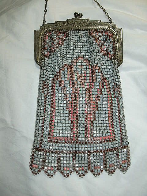 Old Art Deco Metal Mesh Bag Pastel Colors Old Art Deco Metal Mesh Bag Pastel Colors