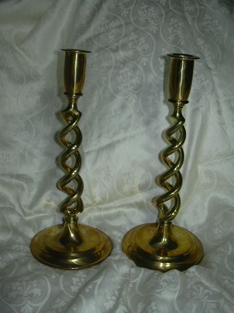 Pair Brass Twist Candleholders Candle Sticks Pair Brass Twist Candleholders Candle Sticks